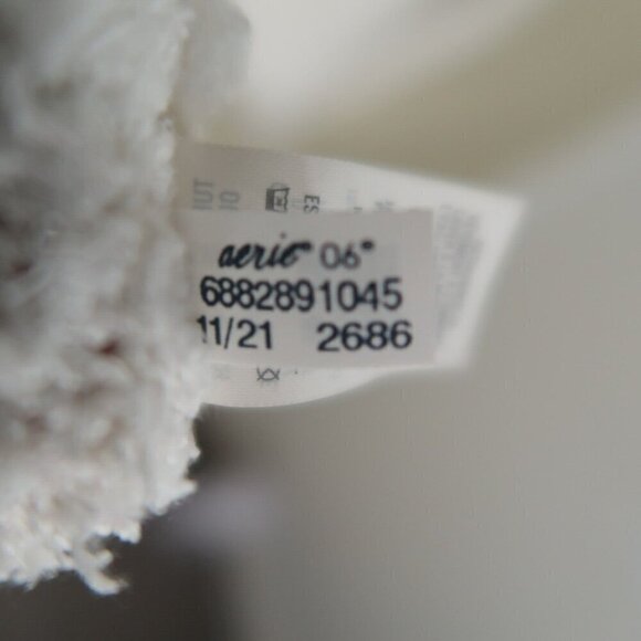 Aerie Soft Hooded White Sweater Heart Detail Teddy Fleece Oversized Women's Smal - Picture 13 of 13